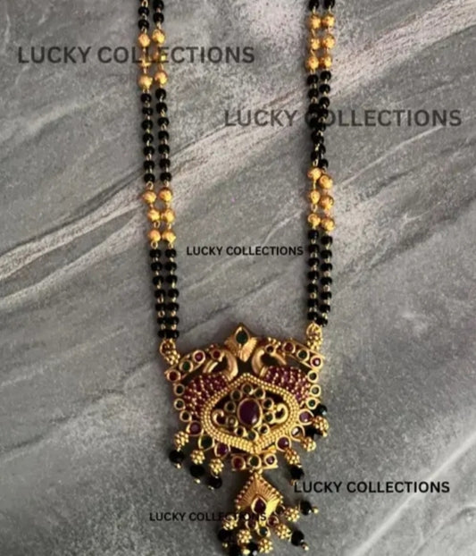 1 gram gold plated 2 line nallapusala chain