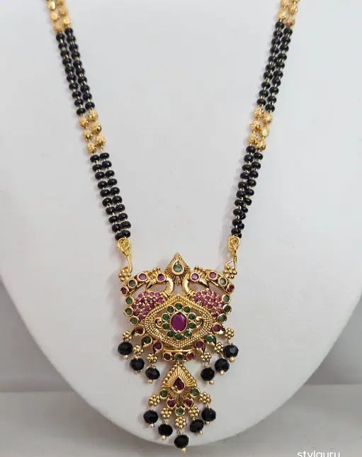 1 gram gold plated 2 line nallapusala chain